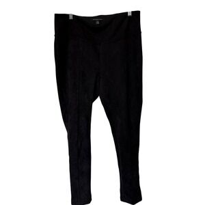 Andrew Marc Leggings Women Large Black Excellent Faux Suede Seamed High Rise